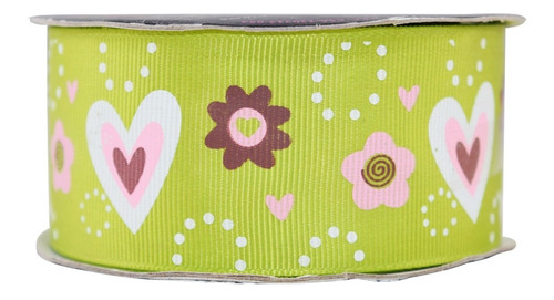 Imagen 2 de 3 de Listón Popotillo Estampado De Corazones,2 Piezas,2195