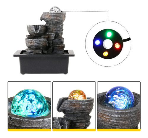Fuente De Mesa Interior Con Cascada Y Luz Led Gris