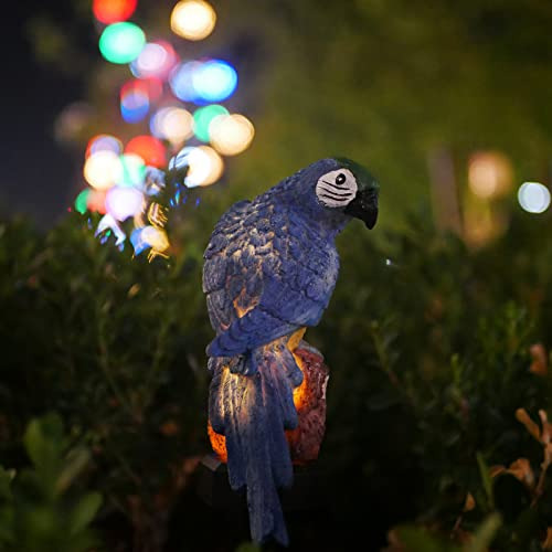 Luces Solares Jardín, Lindas Luces Forma De Loro Azul ...