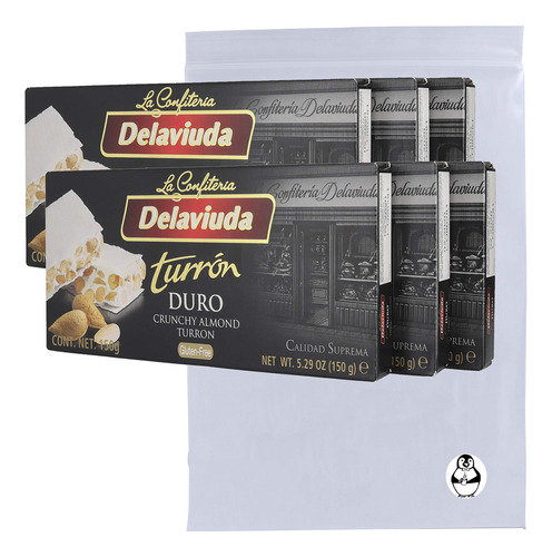 Delaviuda Turron Duro Crunchy - Paquete De 6 Turron De Almen