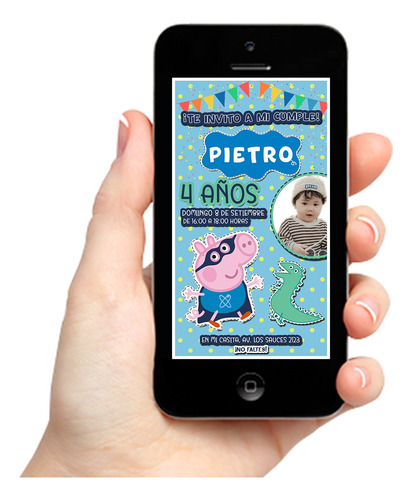 Tarjeta Invitacion Digital Peppa Pig - George