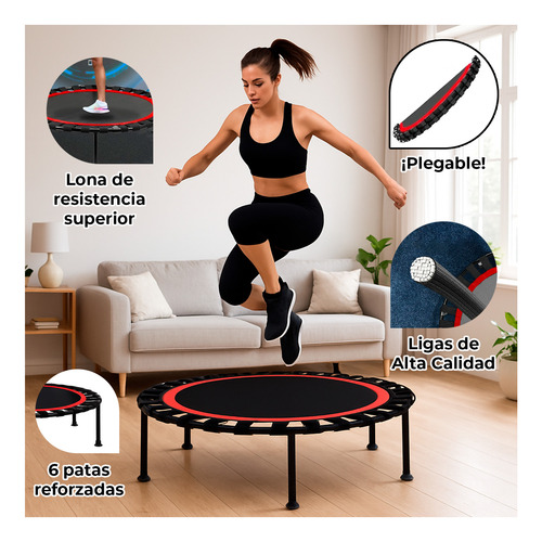 Trampolín Fitness Plegable Con Ligas 1 Mt Para Saltos Y Card