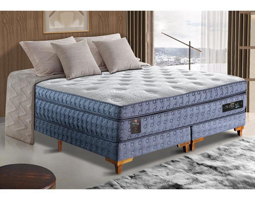 Cama Box Queen 158x198x70 Pocket Cama Inbox Supreme Gel Cor Azul