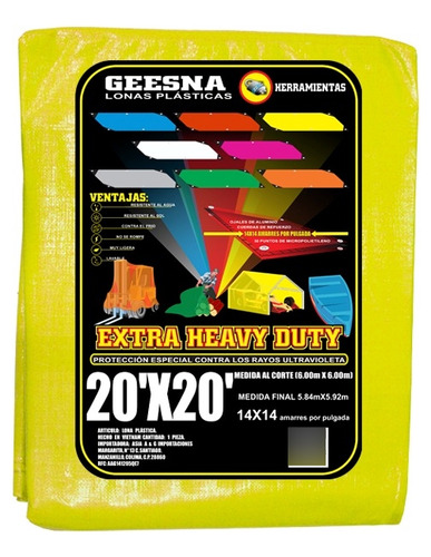 Lona Geesna Extra Heavy Duty (pesada) 20x20ft (6 X6  Mts)