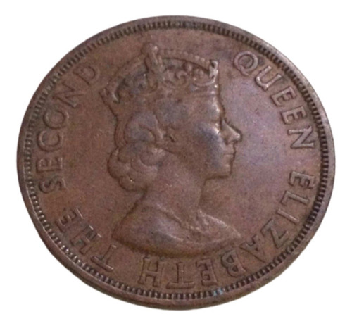 Moeda 2 Cents British Caribbean 1965 Rainha Elizabeth (Usado)
