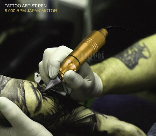Imagen 7 de 10 de Tattoo Pen 8000 Rpm Japón Rca + Clip + Base + Funda Gold