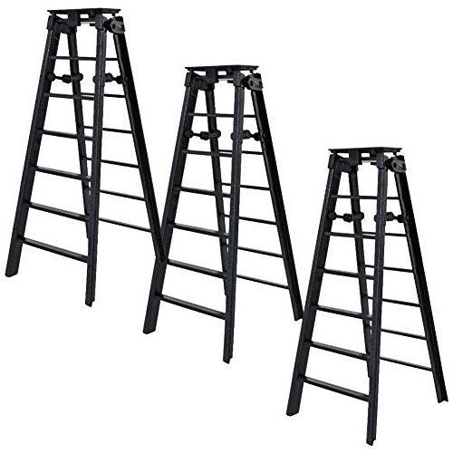 Set Of 3 Black Ladders For Wrestling Action Joo81