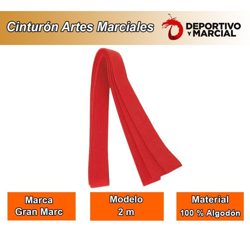 Imagen 3 de 5 de Cinturon Artes Marciales 2m 10 Cost Reforzado Gran Marc Itf