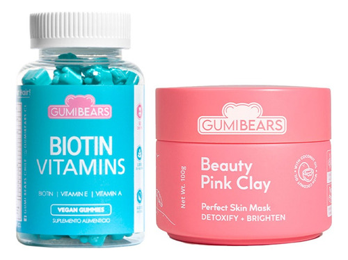 Gumi Bears Kit Vitamina Biotin + Exfoliante Beauty Pink Clay