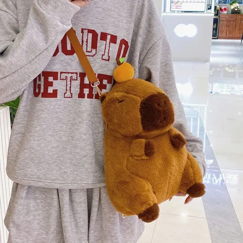 Mochila De Felpa Capibara Kawaii Para Niños Unisex