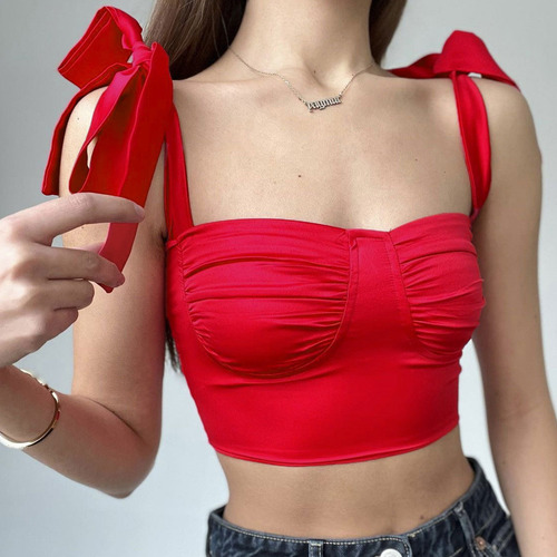 Camiseta Playera Para Mujer Cuello Cuadrado Pajarita Tirante