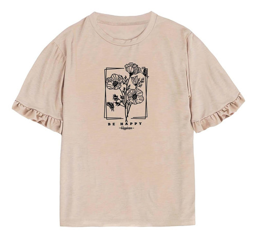 D Camisetas Con Estampado De Flores For Mujer, Camisetas