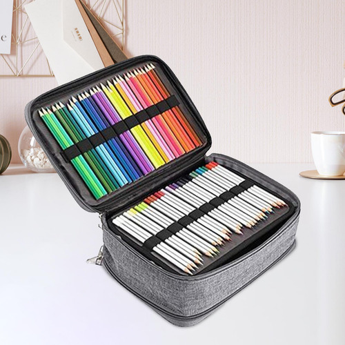 Estojo Organizador De Lápis Colorido Com 300 Cinza