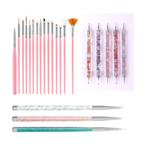 Kit Decoracion X23 Manicuria Pinceles + Dotting + Liner