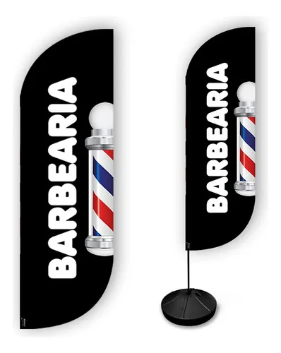 comprar Wind Banner Bandeira Barbearia Dupla Face Completo 3mt