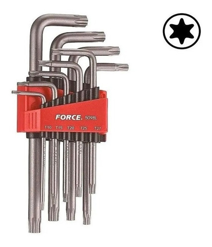 Juego De Llaves Torx T10-t50 9 Pzas Largas (5098l) - Force