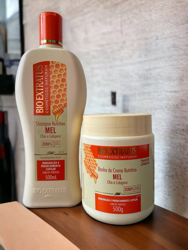 Kit 1 Shampoo 1 Banho Creme Mel Nutritivo 500 Ml Bio E K9715