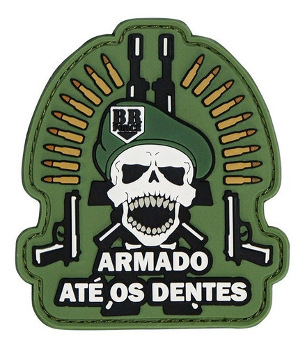 Parche de calavera de goma 3D de Br Force armado hasta los dientes