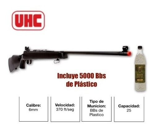 Uhc Super 9 Rifle Sniper 6mm 5000 Bbs Plastico Airsoft Xtr C