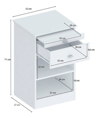 Imagen 6 de 6 de Mesa De Luz Desayunador Dormitorio 1 Cajon Blanca En Cuotas