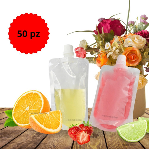 50 Bolsa Stand Up Pouch Con Taparrosca De 380 Ml