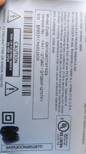 Bn94-15375q Main Samsung Qn70q6dtafxza (Usado)