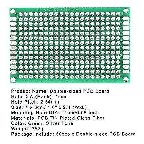 50 pcs Doble Cara Protoboard Prototipo Junta Pcb 4 cm