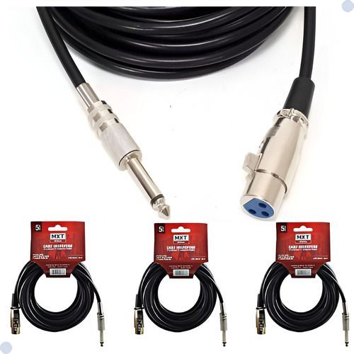 Kit 3 Microfone Dinamico Mxt Btm 57a + Cabos E Cachimbo Cor Cinza