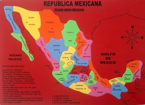 Rompecabezas Fomi Republica Mexicana. Diferentes Colores.