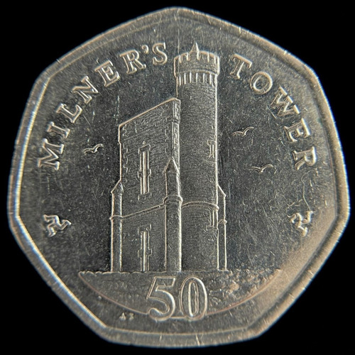 Isla De Man, 50 Pence, 2016. Isabel Il. Casi Sin Circular
