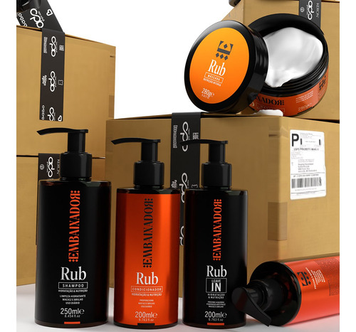 Kit 8 Itens Rub Embaixador Shampoo, Cond. Máscara E Leave-in