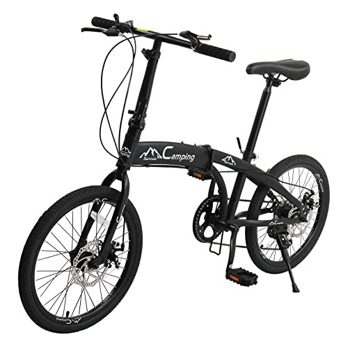 Ktaxon Bici Plegable Adulto 20  7-vel. Doble Freno (negro)