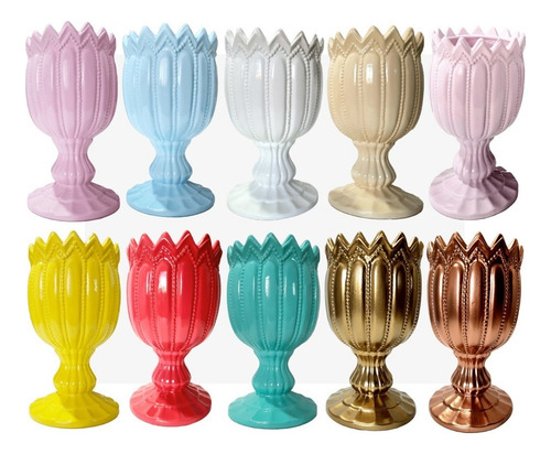 Taça Vaso Decorativo Enfeite Festa Cerâmica 28 Cm 1 Un. Cor Rosa-claro