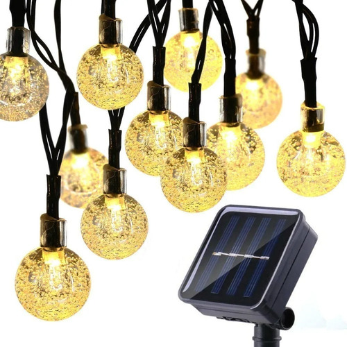 Cadena De Luz Solar Serie 12m 100leds Impermeable Acrílico