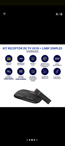 4 Receptores Vivensis Vx10 Nova Parabólica Digital 100%livre Preto
