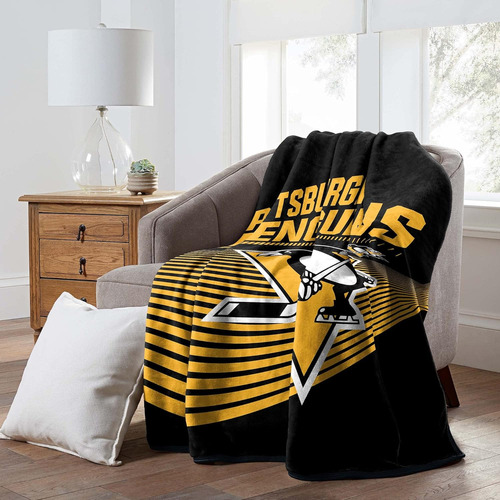 Manta Raschel De 60  X 80  De Pittsburgh Penguins De Nh...