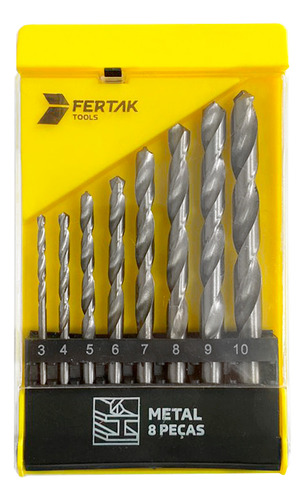 Conjunto Brocas Para Metal Completo Com 8 Peças De 3 A 10mm
