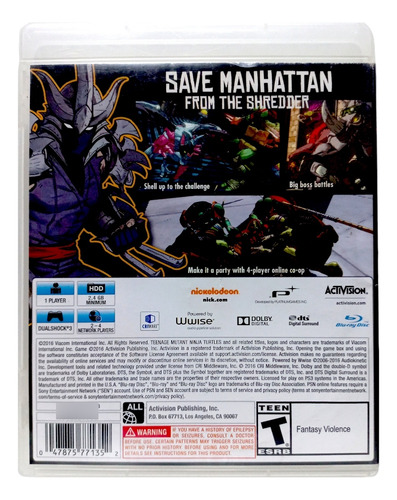 Teenage Mutant Ninja Turtles Mutants In Manhattan Ps3 (Reacondicionado)