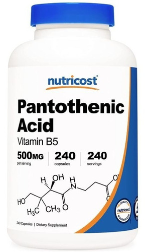 Original Nutricost Acido Pantotenico Vitami B5, 500mg 240cap