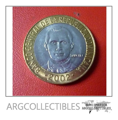 Republica Dominicana Bimetalica Sanchez  5 Pesos 2002