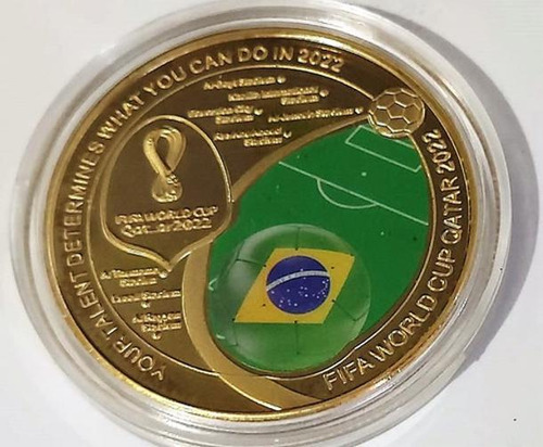 Moeda Comemorativa Copa Do Mundo Futebol Qatar 2022 Catar