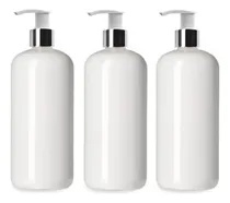 Comprar Kit 3 Dispensadores Blanco Plata Plastico,jabon,shampo 500ml