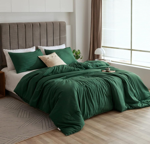 Edredon Verde Esmeralda Individual 1 Funda De Almohada Cama
