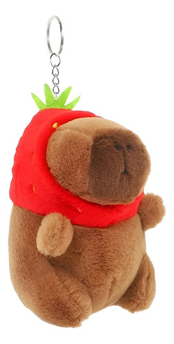 Llavero Peluche Capibara Con Capucha Fresa O Mochila Tortuga