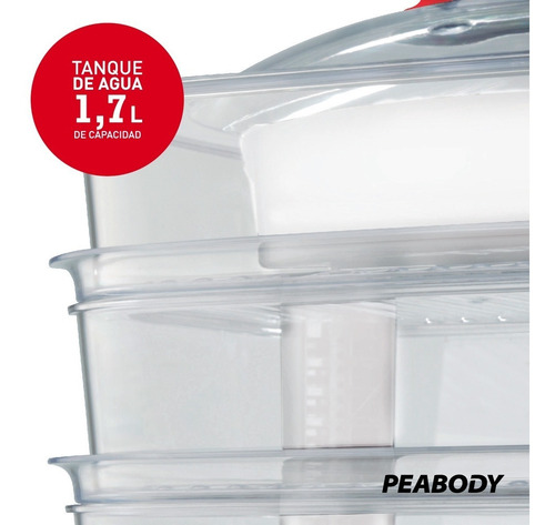 Imagen 2 de 9 de Vaporera Arrocera Digital Con 3 Niveles Peabody Pe-st1654