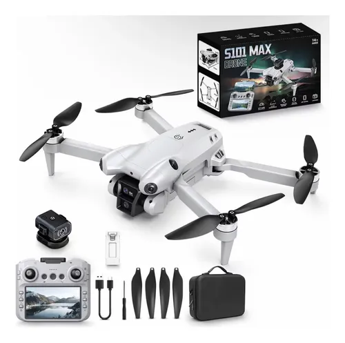 Drone S101 Max, Tela No Controle, Sensor De Obstáculos + Bag Branco
