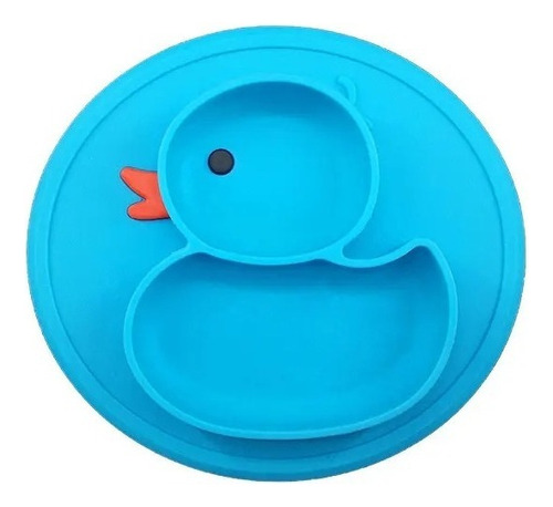 Plato Silicona Antideslizante Para Bebé Hydg-1 Color Azul Pato