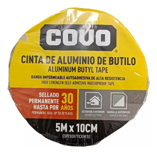 Cinta De Butilo Impermeable Aluminio 10cm X 10 M Rollo Covo