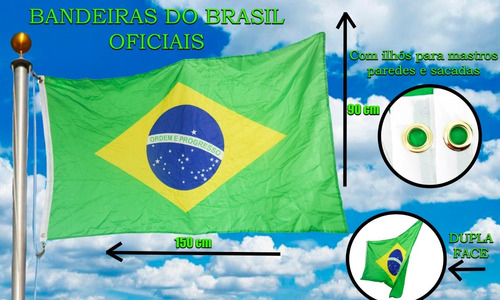 Promoção Bandeira Do Brasil Oficial Ilhós Mastros Decoração