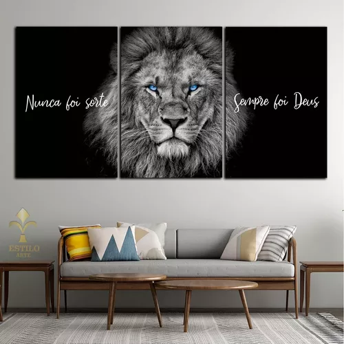 Quadro Decorativo Leão olhos azuis Rei